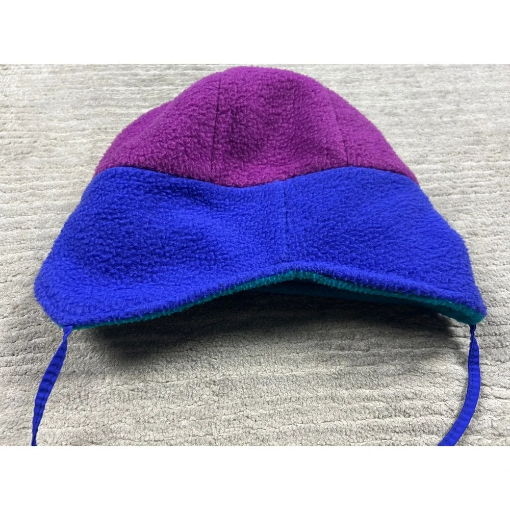 Columbia Earflap Hat Youth L/XL Purple Blue‎ Teal Reversible Fleece Made in USA